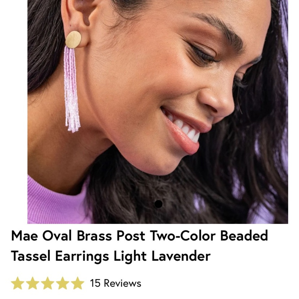Purple Tassel Earrings with Beaded Design